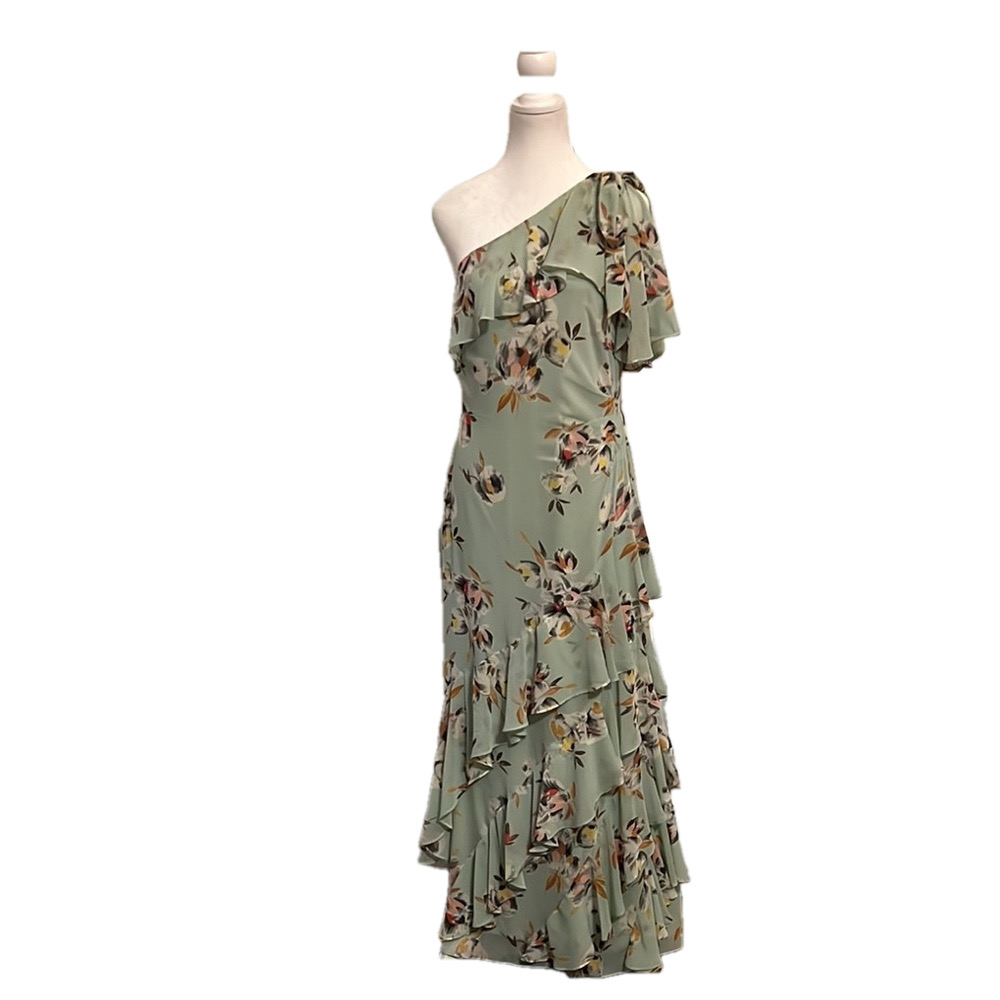 Lauren Ralph Lauren One-Shoulder Floral Maxi Dress in Sage Green